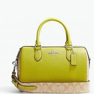 Coach Rowan Satchel in Signature Canvas, Key Lime Colour with Silver Harβ¦